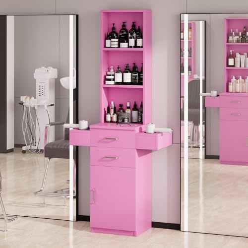 4ever2buy Salon Station for Hair Stylist, Pink Barber Hair Salon Station - Image 7