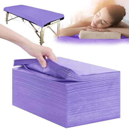 Disposable Bed Sheets 100 Pcs 31" x 71" Massage Table Sheets Non Woven Fabric SPA Bed Cover Breathable for Massage Beauty Tattoos(Purple) by XATUMO