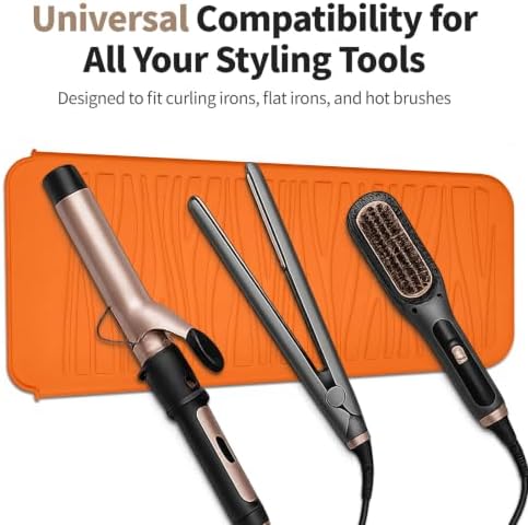 Silicone Heat Resistant Travel Pouch for Hair Styling Tools: Straighteners, Crimping Irons, Curling Wands, Flat Irons, and Waving Tools (Orange) 1 Pack - Image 4