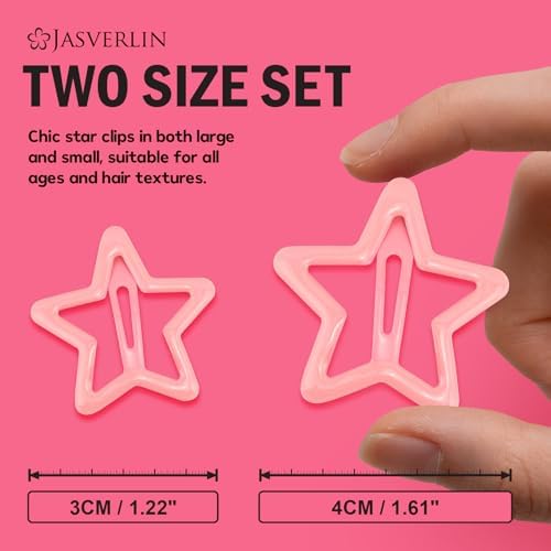JASVERLIN Pink Star Snap Hair Clips, Y2K Pink Hair Accessories, 36 Pcs - Image 2