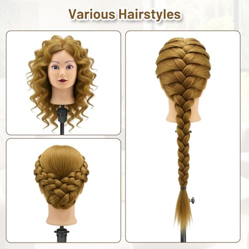 26" Mannequin Head with Hair for Hairdressing Training and Hair Styling - Image 4