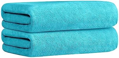 JML Large Microfiber Bath Towels Set, 2 Pack, 30" x 60", Aquamarine - Image 2