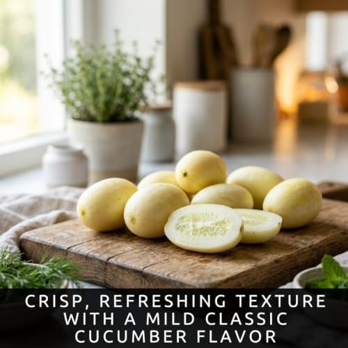 40 Dragon's Egg Cucumber Seeds | Creamy White Heirloom Cucumber Seeds - Image 3