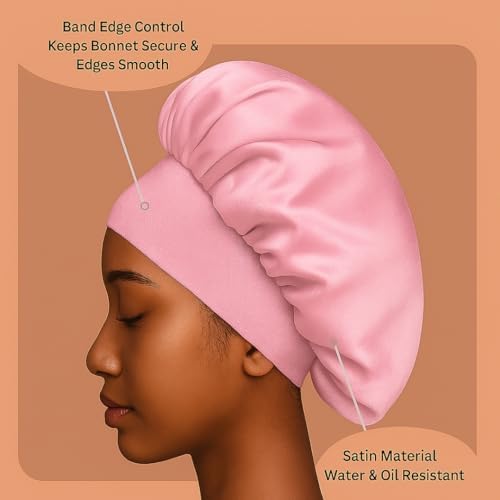 Satin Bonnet – Sleep Bonnet for Women and Men Curly Hair, Braids, and Natural Hairstyles (1pck) - Image 4