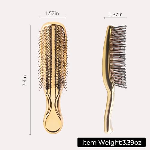 Hair Brush for Women Plating color for Thick Curly Thin Long Short Wet or Dry Hair Adds Shine and Makes Hair Smooth Detangling Brush Scalp Massage Styling Portabl (gold) - Image 2