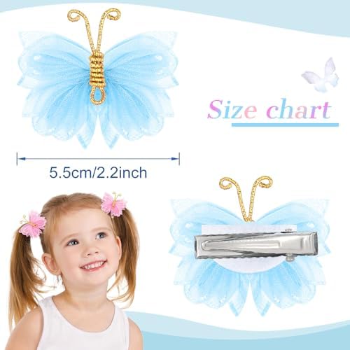 10Pcs Mini Butterfly Hair Bows for Girls Rhinestone Moving Hair Clips - Image 4