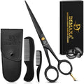 DEMAXA 5" Professional Beard Scissors for men Mustache Scissors with 1 Mustache Comb, 1 Beard Comb & Soft Pouch – Prefect Beard shears mustache kit for All Facial Hair – moustache Grooming kit for Men by DEMAXA