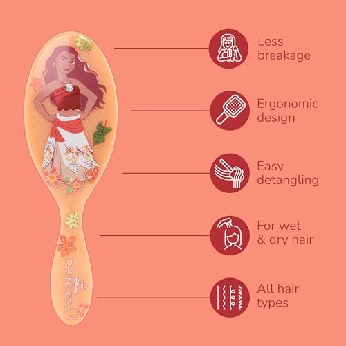 Wet Brush Disney Princess Moana Original Detangler Hair Brush, Pain-Free Knot Removal, Flexible Bristles Detangle Wet or Dry Strands, Works on All Hair Types, Ergonomic Handle, Reduces Breakage - Image 3