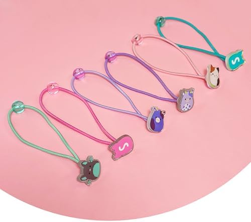 LUV HER Elastic Hair Ties for Girls - Multicolored Squishmallows Themed - Durable Elastic - Pack of 6 - Ideal Hair Accessories for Ponytails & Buns, Ages 8+ - Image 3