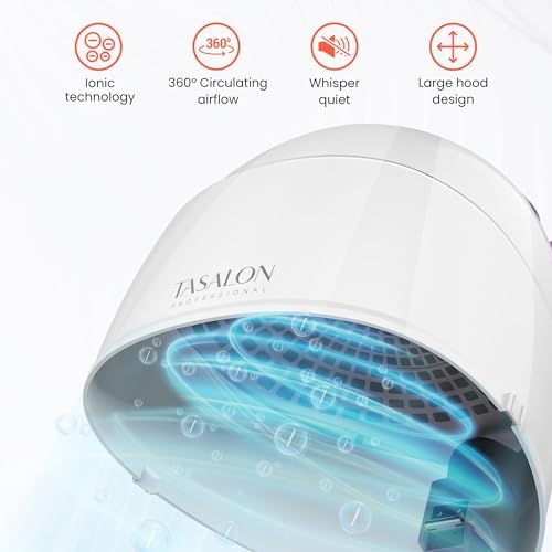 TASALON 1875W Ionic Hooded Hair Dryer Bonnet with 3 Heating Settings,Purple - Image 2