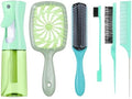 Hair Brush Set with Detangling Brush,Spray Bottle,3 Pieces Rat Tail Combs For Toddlers,Suitable for Pain-Free Brushing on All Wet or Dry Hair Types (Green) by Unknown