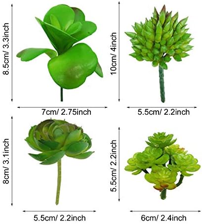 Woohome 20 PCS Artificial Succulent Plants, Green Fake Succulent, Unpotted Faux Succulent Assortment in Flocked Blue in Different Type for Birthday Home Decor Indoor Wall Garden DIY - Image 4