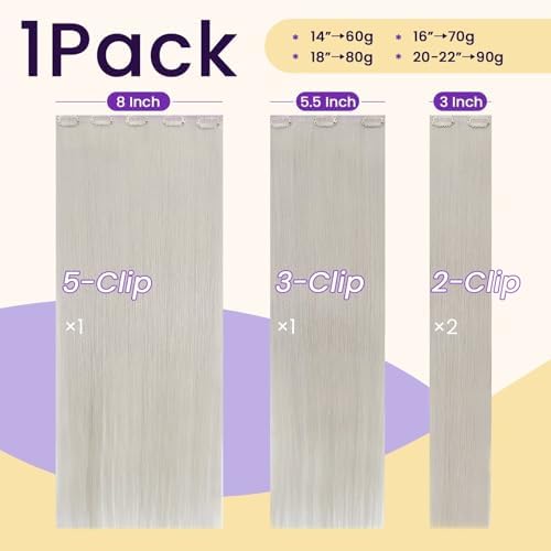 LaaVoo 20 Inch Seamless Clip in Extensions Real Human Hair Fuller Hair - Image 4