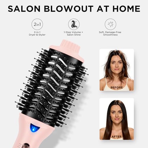 Aima Beauty Ceramic Blow Dryer Brush, One-Step Styler Volumizer, Pink - Image 2