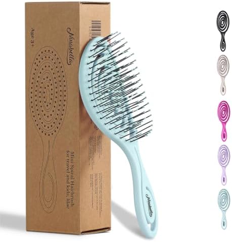 Ninabella Mini Detangler Brush - Small No Tangle Hair Brush for Purse and Travel - Hairbrush for Fine, Thick and Long Hair, Wet and Dry - Mint Green by Ninabella