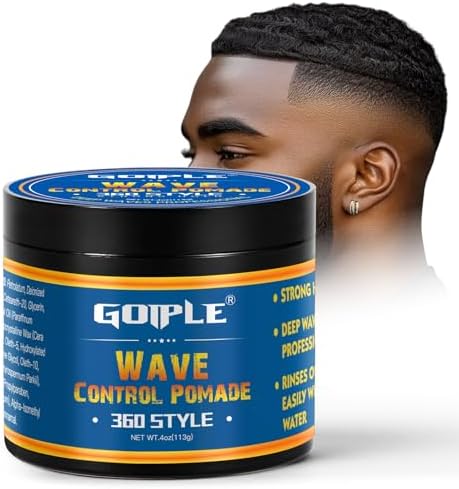 Goiple Natural Wave Pomade Strong Hold Easy Wash 360 Wave Training Hair Cream, Waves Grease for Men Water-Based Hair Cream for Wave, Moisture, Control and Silky Shine, Wave Pomade for Black Men 4oz by Goiple