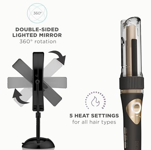 Conair Limited Edition Bundle | INFINITIPRO BY CONAIR Curl Secret Automatic Curling Iron in 3/4-inch Barrel - and - Conair Lighted Makeup Mirror | Black | Amazon Exclusive - Image 4