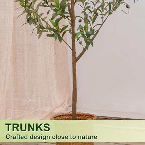 5FT Olive Tree Artificial Indoor, 60in Tall Faux Olive Tree with Pot, Fake Potted Tree with Fruits for Home Office Decor - Image 7
