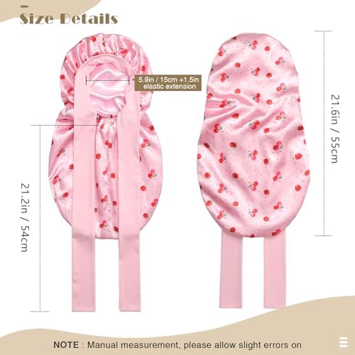 AWAYTR Kids Bonnets for Girls - Satin Long Hair Braid Bonnet for Sleeping - Image 3