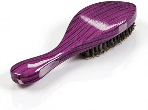 Terrilee Premium Handle 360 Wave Brush for Men - Medium Soft Curved 360 Wave Hair Brushs - Made with Nature Beech & 100% Boar Bristle Soft Men's Hair Brush For Black Men 360 (Purple Wood) - Image 3