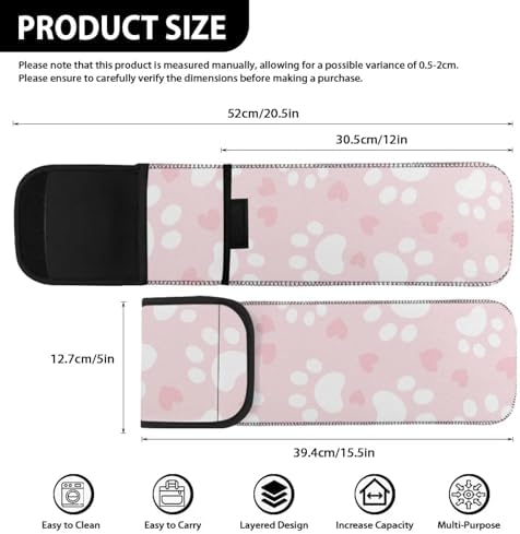 Dog Paw Pattern Hair Flat Iron Case Holder Canvas Bag Heat Resistant Curling Iron Straightener Holder Bag for Hair Tools Curling Iron Organizer Bag - Image 6