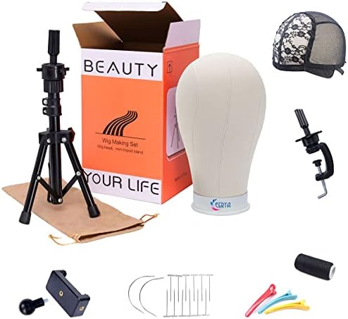EERYA 22 Inch Wig Head Stand - Tripod Wig Mannequin for Styling, Displaying - Light Brown - Image 6