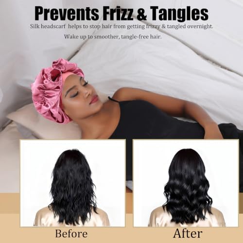 Satin Bonnet for Braids,Long Silk Hair Bonnets for Sleeping Women - Image 4
