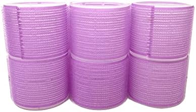 6 PC - Jumbo Self Stick Grip Curlers Plastic Hair Rollers - Great For Long Hair (Purple) by Unknown