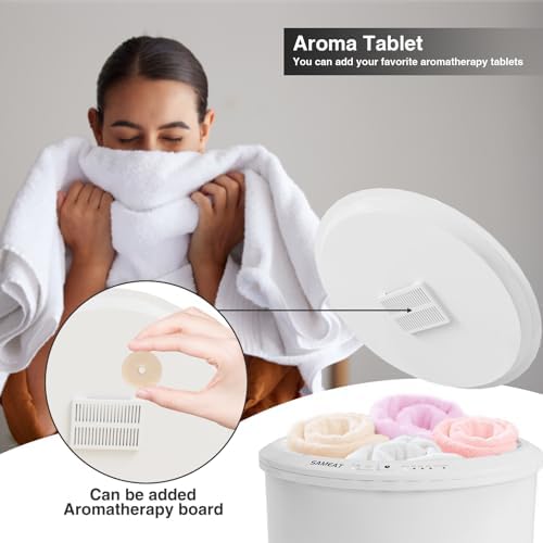 SAMEAT Heated Towel Warmers for Bathroom - Large Towel Warmer Bucket, Wood Handle, Auto Shut Off, Fits Up to Two 40"X70" Oversized Towels, White - Image 7