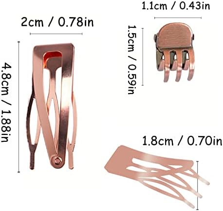 Hann 24 Pieces Double Grip Hair Clips + 2 Claw Hair Clips Metal Snap Hair Clips Hair Barrettes for Hair Making, Salon Supplies (Rose Gold) - Image 2