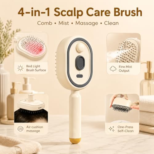 Electric Spray Air Cushion Massage Comb, Self-Clean Hair Detangler Brush - Image 4