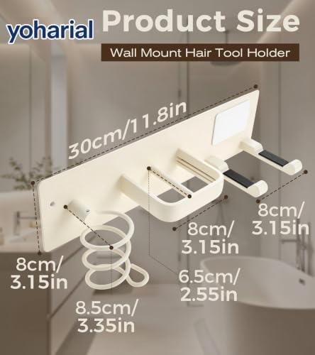 Wall Mount Hair Dryer Holder, No-Drill Hair Styling Tool Organizer - Image 2