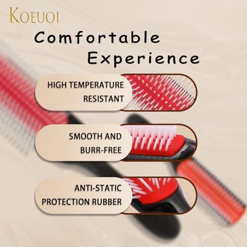 2 Pcs 9 Row Classic Styling Curly Hair Brush for Detangling, Separating, Shaping. For Women and Men Wet or Dry Hair. - Image 6