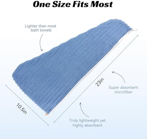 Microfiber Hair Towel Wrap for Women, Soft Lightweight Quick Dry Turban, Drying Hair Towels for Women, Hair Drying Towel with Button for Curly & Long Hair - Blue (Note: This model is ultra-slim.) - Image 2