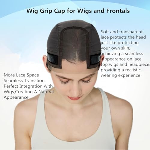 Xiushumyi Wig Cap Lace Wig Grip Cap for Keeping Wigs in Place Wig Cap with Grip Band Make Your Wigs Glue Free Non-Slip Wig Caps for Women(Nude, M) - Image 4