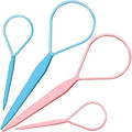 Teenitor 4pcs Pony Hair Tail Tools, 2 Pairs Hair Loop Styling Tool Hair Flipper Pull Through Tool, French Braiding Hair Tool Hair Accessories for Women Girls, Loop Hair Tool, Light Blue/Light Pink by PERFECTYOURBEAUTY