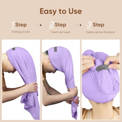 HOMEXCEL 5PK Microfiber Hair Towels, 40x20 in, Fast Drying for Long Hairs - Image 6