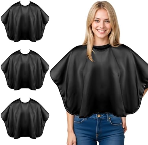 Lusofie 3 Pack Short Barber Cape, Salon Apron Hair Cutting Waterproof Black by Lusofie