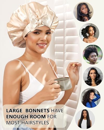 AWAYTR Double Layer Satin Bonnet for Women, Reversible Sleep Hair Wrap - Image 6