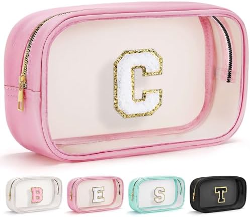 YOOLIFE Birthday Gifts for Kids Girls | Travel Clear Makeup Bag Toiletry Bags Make up Bag for Women Cosmetic Bags Girlfriend Teacher Mom Letter C by YOOLIFE
