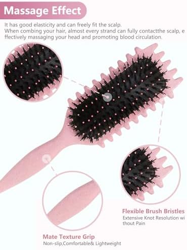 Pink Curl Defining Brush for Curly Hair – Detangling & Styling Brush for Women & Men, Defines 2A to 4C Curls, Reduces Frizz, Perfect for Wet & Dry Hair (Pink) - Image 4