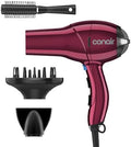 Conair Hair Dryer with Diffuser, Concentrator & Round Brush, Burgundy by conair