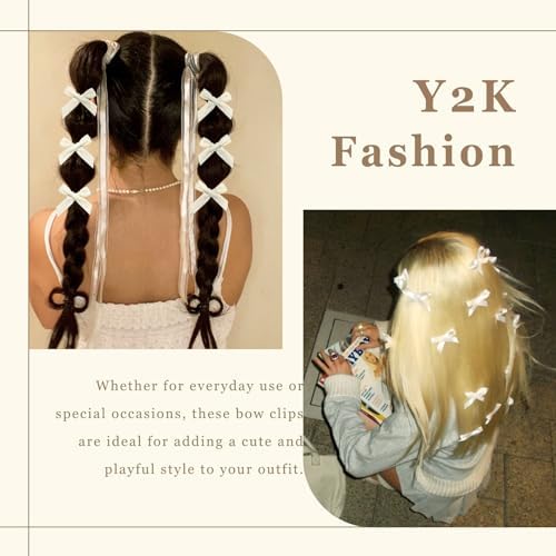 30PCS Bow Hair Clips Beige Satin Mini Bowknot Hair Accessories Cute Hair Bow Barrettes Ribbon Hairpins for Women Girls - Image 6