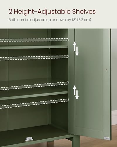 VASAGLE Bathroom Floor Storage Cabinet, 2 Adjustable Shelves, Forest Green - Image 5