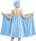 Absorbent Towel Wrap for Women Wearable Bath Towel Set with Hair Turban by MakemadeDIY