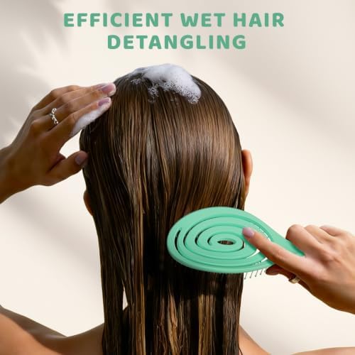 SHINLEA Hair Brush, Detangle Anti Tangle Brush, Spiral Hairbrush for Wet & Dry Hair, Women, Men, Kids, Glide Through Tangles For All Hair Types, Green - Image 5