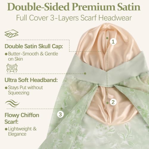 Ababalaya Satin Lined Head Wrap Chemo Headwear for Women - Image 2