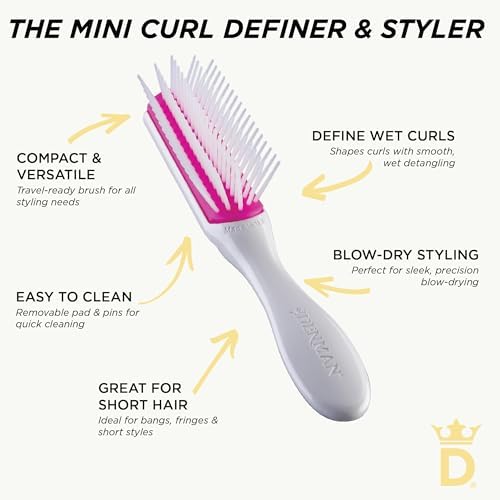 Denman Mini Curl & Blow-Dry Styling Brush – Define Curls, Smooth Frizz & Style Short Hair with Precision, D14 Floral Fantasy (Floral Fantasy) - Image 4
