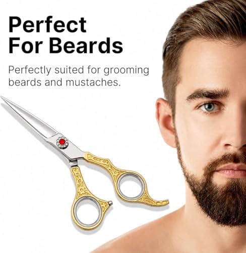 H&S Ruby Series Professional Hair Cutting Scissors | Premium Japanese Stainless Steel | 7.5” Hair Shears, Barber Accessories & Hair Salon Supplies | Beard & Moustache Grooming - Image 6
