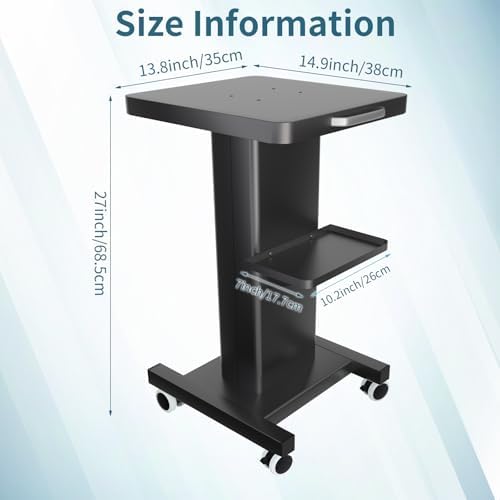 Esthetician Trolley Cart with Wheels, Heavy Duty Metal Beauty Machine 3 Tier Rolling Cart, Load 220Lbs, Durable Full Body Metal Construction for Professional Salons - Image 2